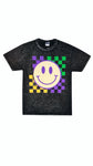 Mardi Gras Checker acid wash tee